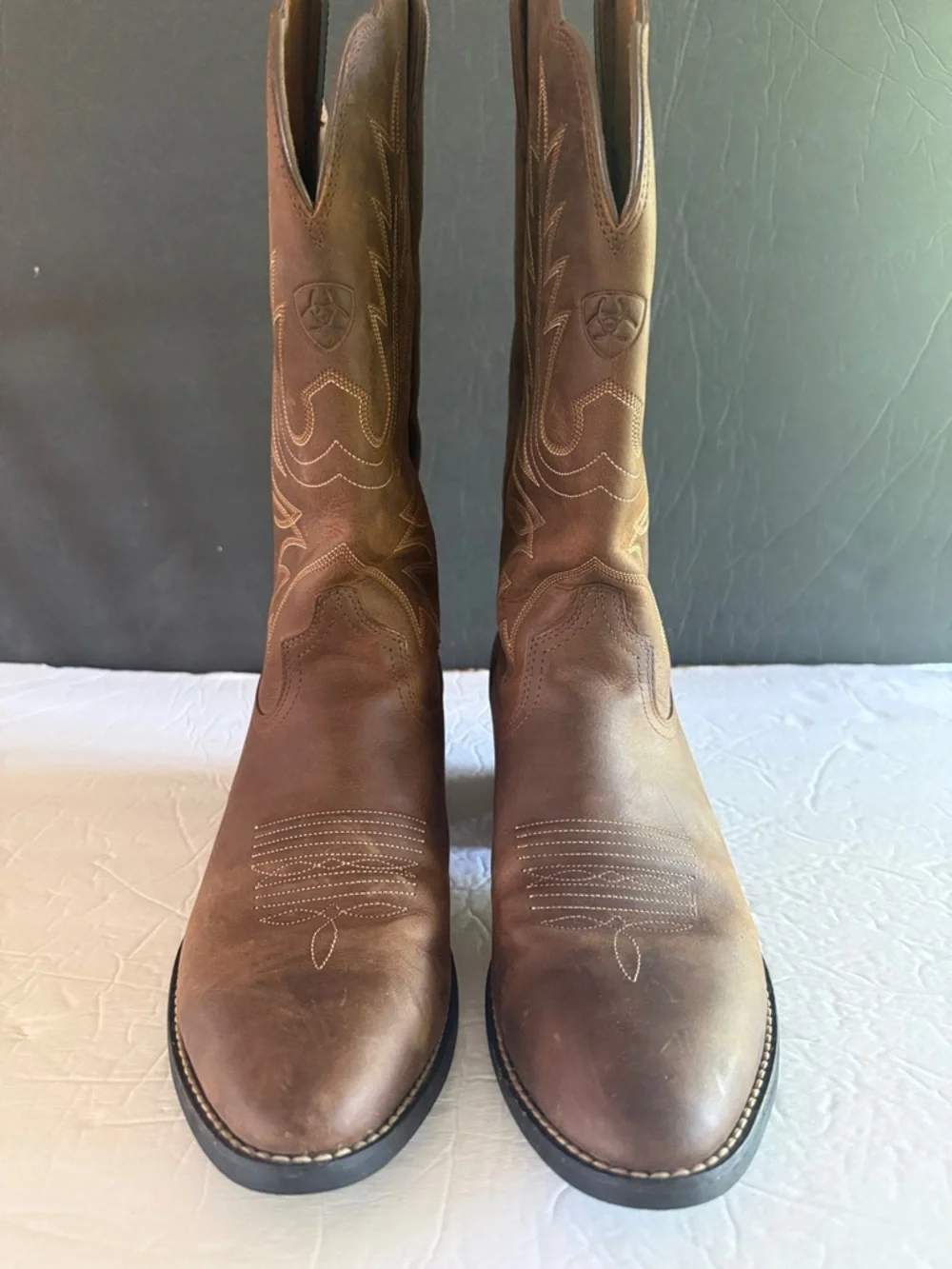 ARIAT Women’s 10 Heritage R Toe Western Boots Distressed Brown Coastal Cowgirl - Picture 3 of 15